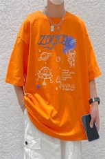 夏季新款港风男女创意字母印花200克纯棉T恤短袖T05P25，男装T恤，电商A161-2
