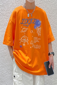夏季新款港风男女创意字母印花200克纯棉T恤短袖 T05 P25图片