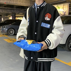撞色拼接棒球服男春秋季chic港风刺绣外套学生休闲夹克JK143-p55，男装夹克，星座1008-1