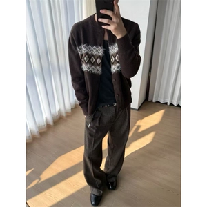 预售款~已下单  费尔岛提花水貂毛针织开衫毛衣外套MY2575批68图片