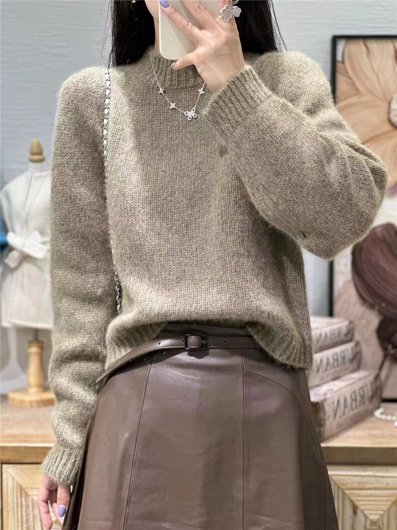 半高领针织衫女秋冬款高档宽松加厚针织毛衣加厚打底衫,针织衫/毛衣,半城羊绒