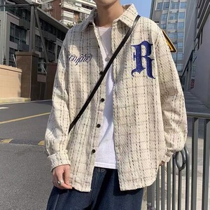 网络图现货  美式复古潮牌百搭小香风刺绣格子外套衬衫J662A-P48图片