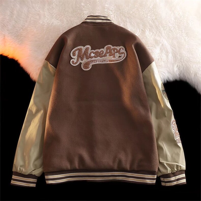潮流夹克潮男春季棒球服毛呢拼皮外套JK2123P55,男装夹克,星座1116-2