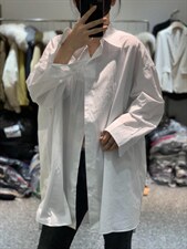 2022年春季新款韩版百搭纯色休闲系扣宽松显瘦长袖衬衫潮，女装衬衫，L·H·X