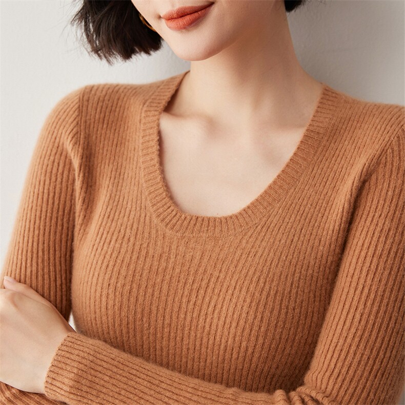 U领抽条女秋冬新款针织35%羊绒衫2024年秋冬季,女装羊绒衫,蒂暖羊绒