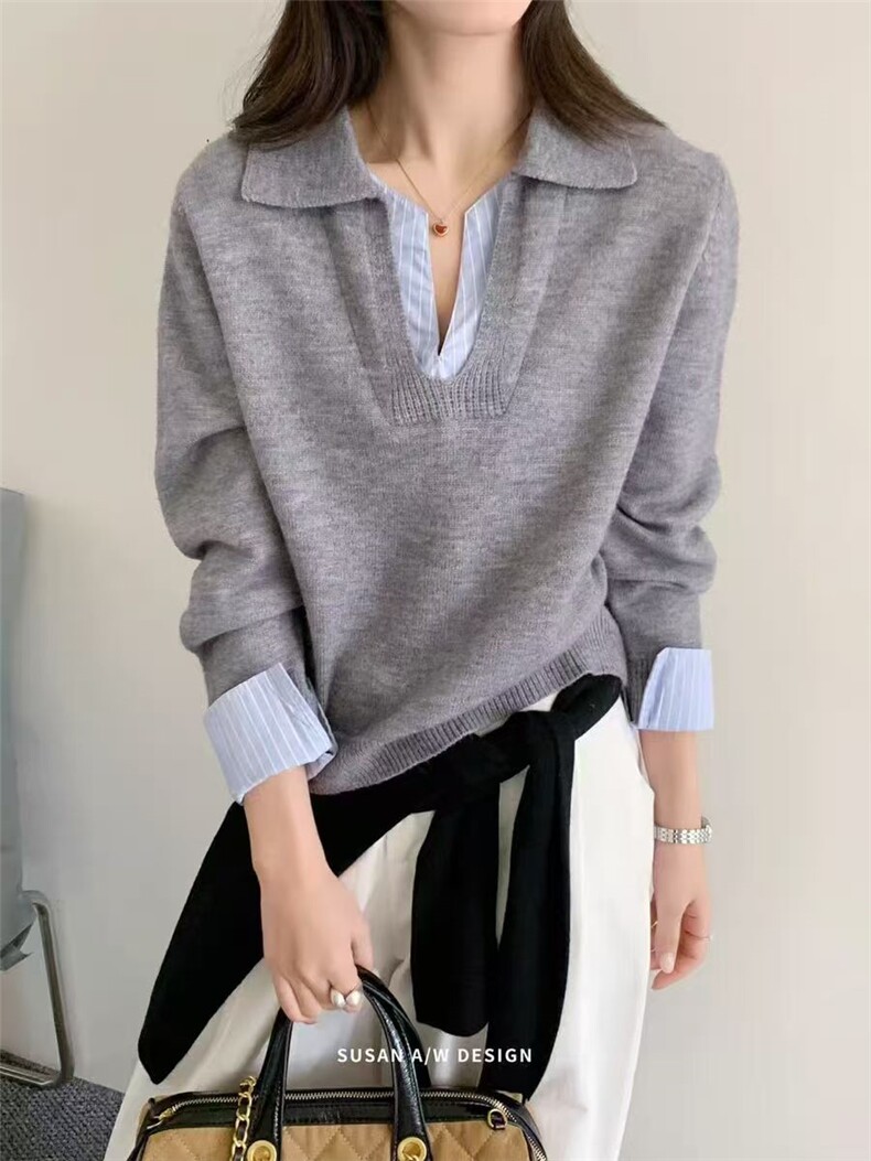 2025年秋季时尚百搭通勤简约休闲假两件，女装针织衫/毛衣，暖姿羊绒