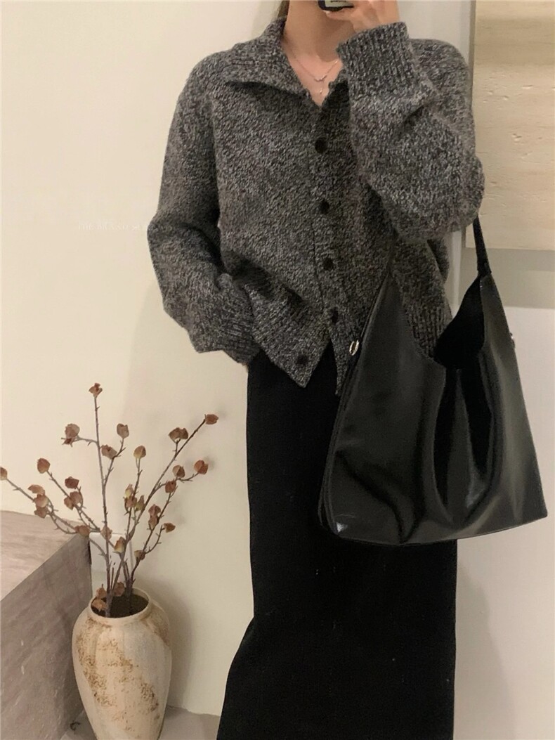 2026年秋季时尚百搭通勤简约休闲花纱高领开衫,女装羊毛衫,圣旺供货