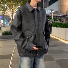 美式复古宽松皮衣男外套春秋季PU皮夹克机车服A406JK3521P88，男装夹克，星座309（原A406）