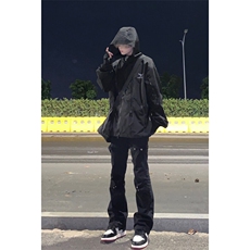 档口签约模特请档口勿盗图交叉绑带牛仔裤微喇叭裤控价68，男装牛仔裤，星座310A-4