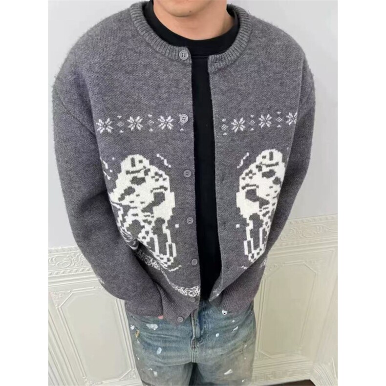 网图有货费尔岛慵懒立领开衫毛衣男女情侣针织衫外套A1019-P55,男装针织衫/毛衣,星座1505