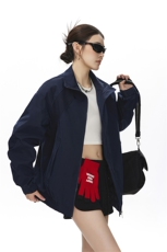 美式罗纹拼接袖子褶皱大码M-5XL教练夹克女JK78056P69控105，男装夹克，星座227-7