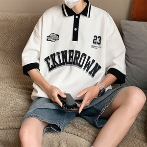 1港风polo衫男潮大码M-5XL情侣风翻领短袖T恤DP7741P45控68图片