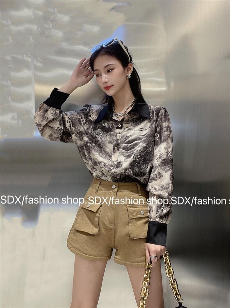 【现货】高品质水墨画拼接醋酸设计师款，其它，色调轩