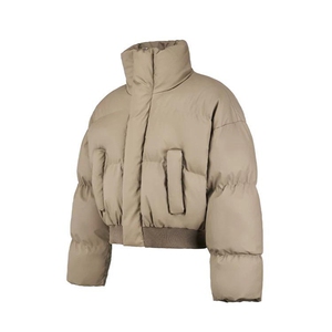 现货5W件冬季三防重磅硬挺boxy短款羽绒立领PU皮棉衣外套加厚棉服图片