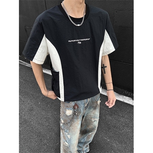夏季新款男女同款短袖圆领拼色短袖XZ102B-1-T2553P40图片