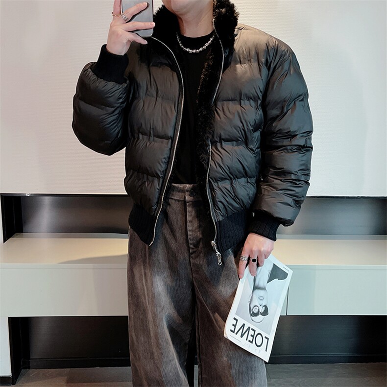 冬季新款高级感拼接双面穿毛毛保暖棉衣男痞帅 M216-P185（档口图图片