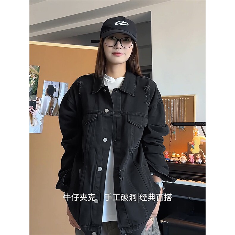 美式复古风百搭上衣潮流设计港风水洗牛仔夹克HY481TP60控98,男装夹克,电商A102B
