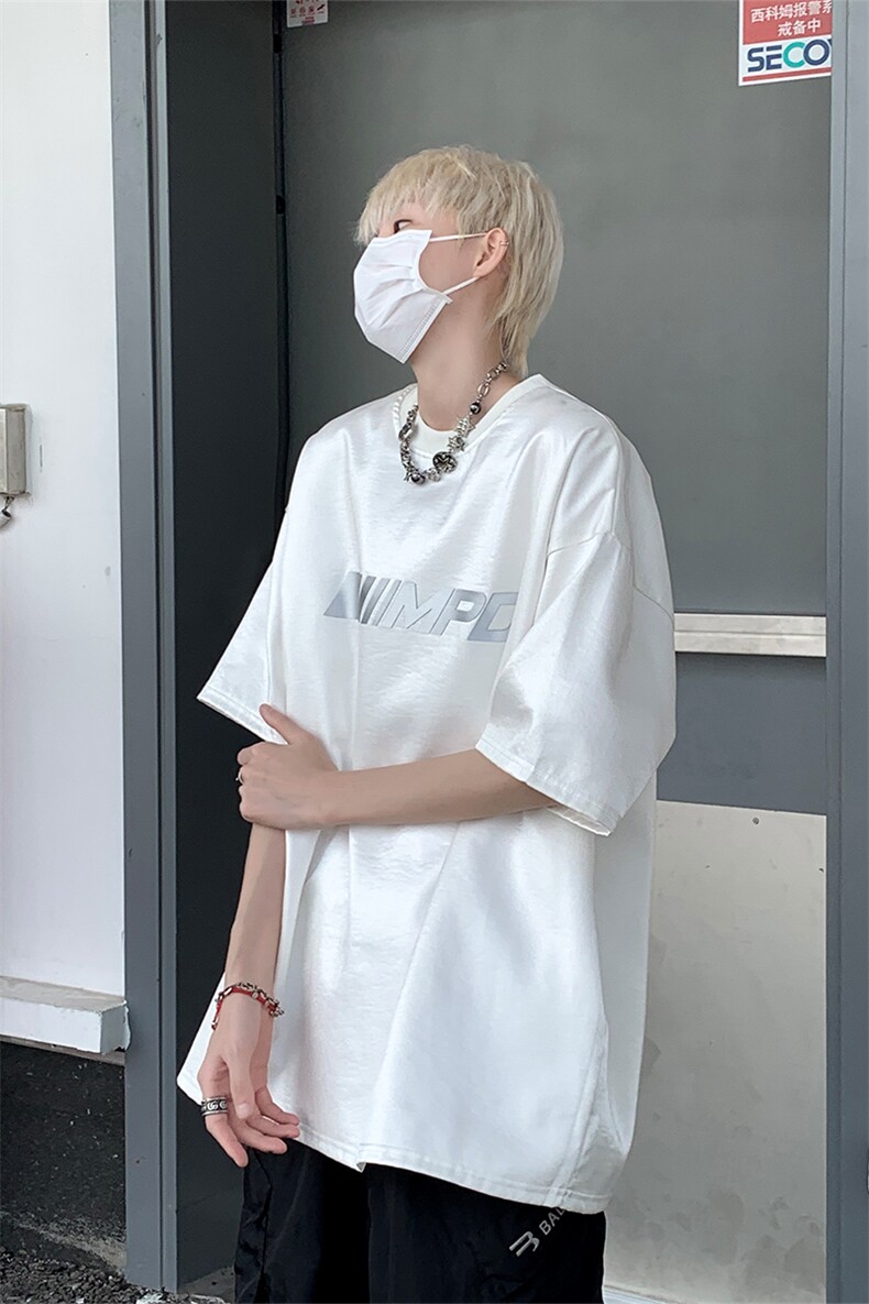 男装短袖T恤2026夏季亮面字母印花五分袖体恤XZ514-2-202456-P58,男装T恤,星座514-2(原B239)