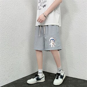 HD74233-P22 华夫格短裤男大码宽松五分裤男直筒中裤图片