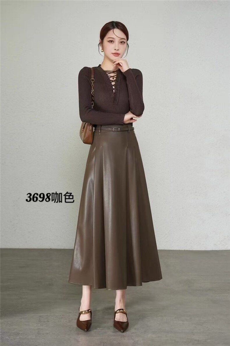 2025年秋季A型宽松中腰百搭中长款百褶裙，女装半身裙，泰合衣坊