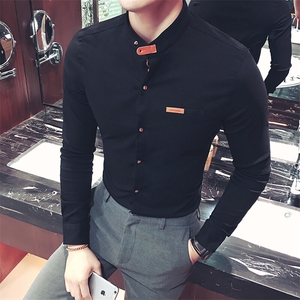 男士修身纯色长袖时尚立领衬衫衬衣228-CS19-P15图片