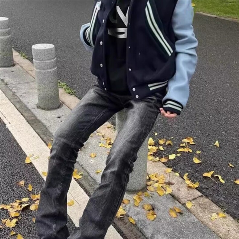 微喇牛仔裤美式高街水洗cleanfit长裤男,男装牛仔裤,星座506A