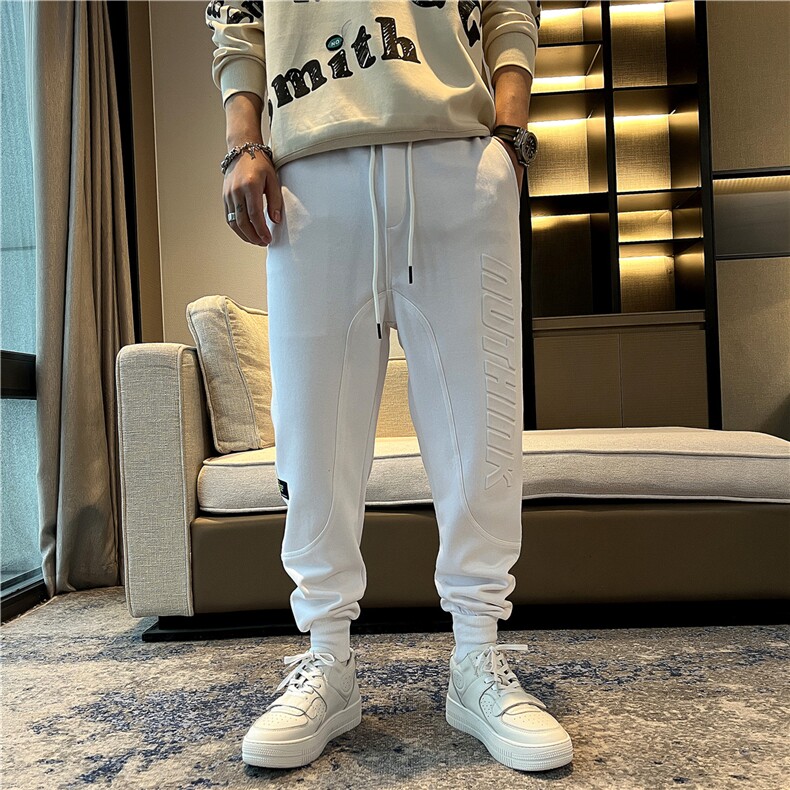 B230-99136-p85纯色立体字母凹凸印花束脚哈伦休闲卫裤男货源充足,男装休闲裤,电商B230
