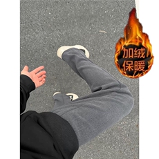 美式麦穗纹休闲裤子男冬季加绒重磅宽松直筒裤常规P32加绒P36，男装卫衣，四季星座505