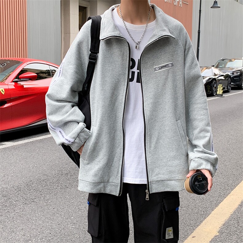 WY2022-P65秋装新款百搭男士开衫卫衣男宽松潮流大码外套图片