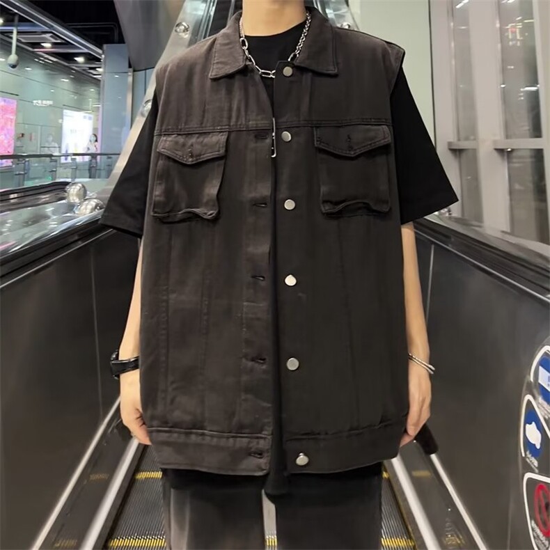 美式高街牛仔马甲男韩版潮无袖2023秋冬新款ins宽松外套W5003-P52,男装背心/马甲,星座412-2