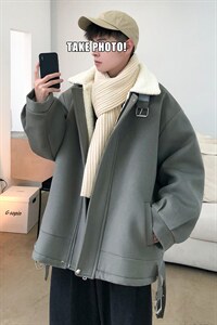 秋冬呢料港风ins纯色加厚羊羔毛短款男保暖棉衣A071-089-P125,男装棉衣,电商A071