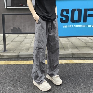 美式贴标设计感休闲裤男小众直筒工装裤冲锋裤图片