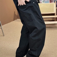 春夏季裤子男简约小众设计休闲裤男士立体剪裁大口袋阔腿弯刀裤，男装休闲裤，星座506A