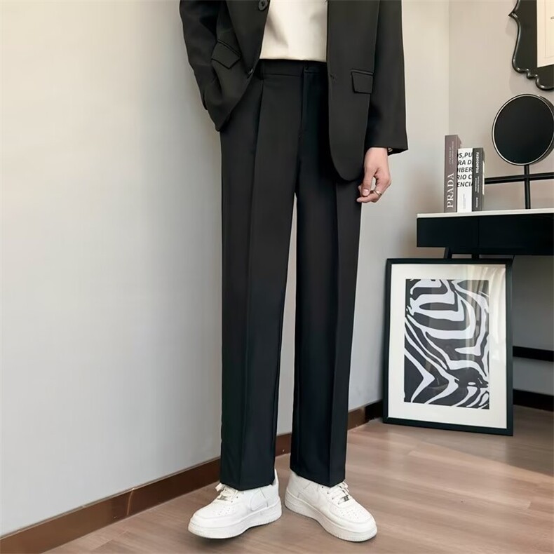 阔腿冰丝西裤男宽松直筒裤子新款休闲裤男士垂感黑色西装长裤K99,男装西裤,星座1116A-2（原606A-1）