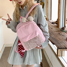 樱奈儿网供 粉色达菲熊30厘米书包