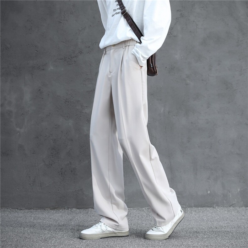 秋新款丝滑垂感百搭直筒西裤男简约透气抗皱小脚休闲裤K6514-P41，男装西裤，星座412-2