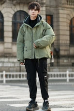 新款冬季连帽羽绒服男短款纯色90白鸭绒加厚外套24905P495，男装羽绒服，电商A355（原A415）