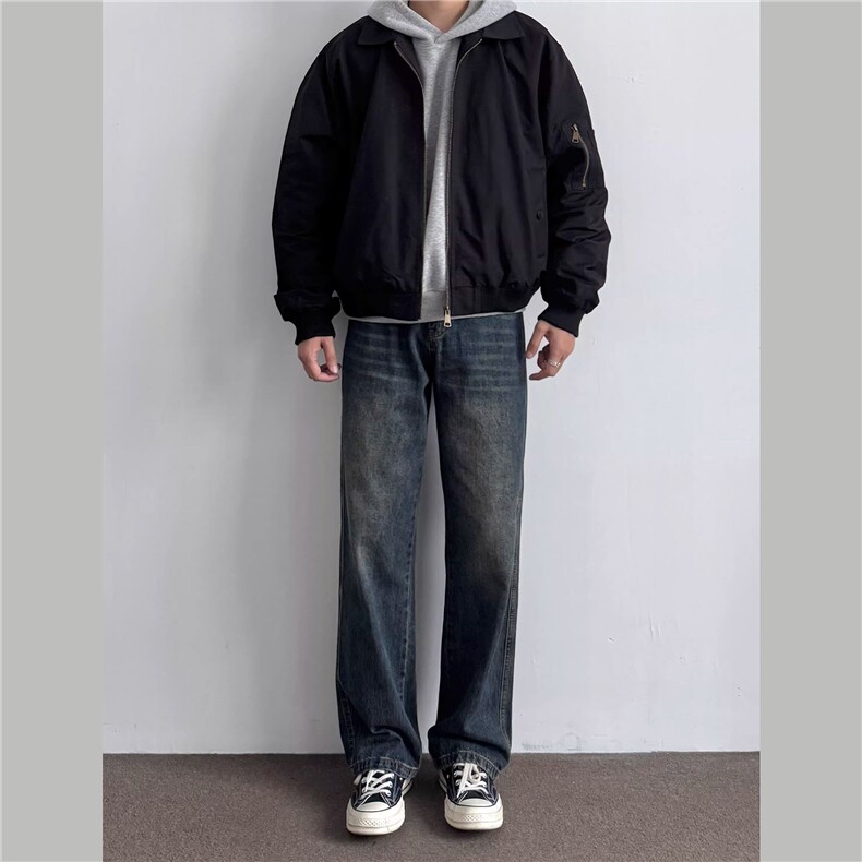 JK711-尺码M-3XL-P45现货!美式飞行员夹克工装外套高短款棒球服,男装夹克,星座1811B