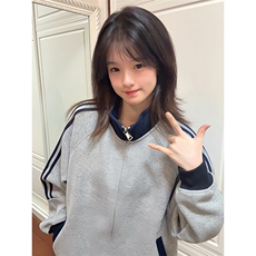 抖音得物高品质26春装美式高街重磅结构拼接织带立领卫衣外套CM42，女装短外套，电商A486-1