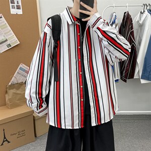 秋季条子长袖袖口衬衫衬衣宽松上衣男士潮A056-C822P38,妈妈休闲皮衣搭配图片