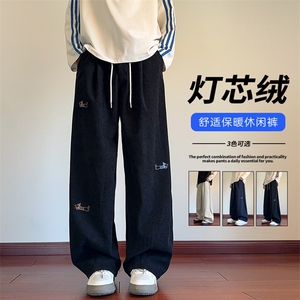 秋季300g重磅灯芯绒腊肠狗刺绣男宽松保暖休闲裤K5681-特P45控88图片