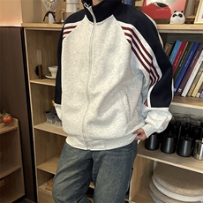 抖音得物高品质美式高街重磅结构织带拼接撞色立领卫衣外套CM41，男装卫衣，电商A486