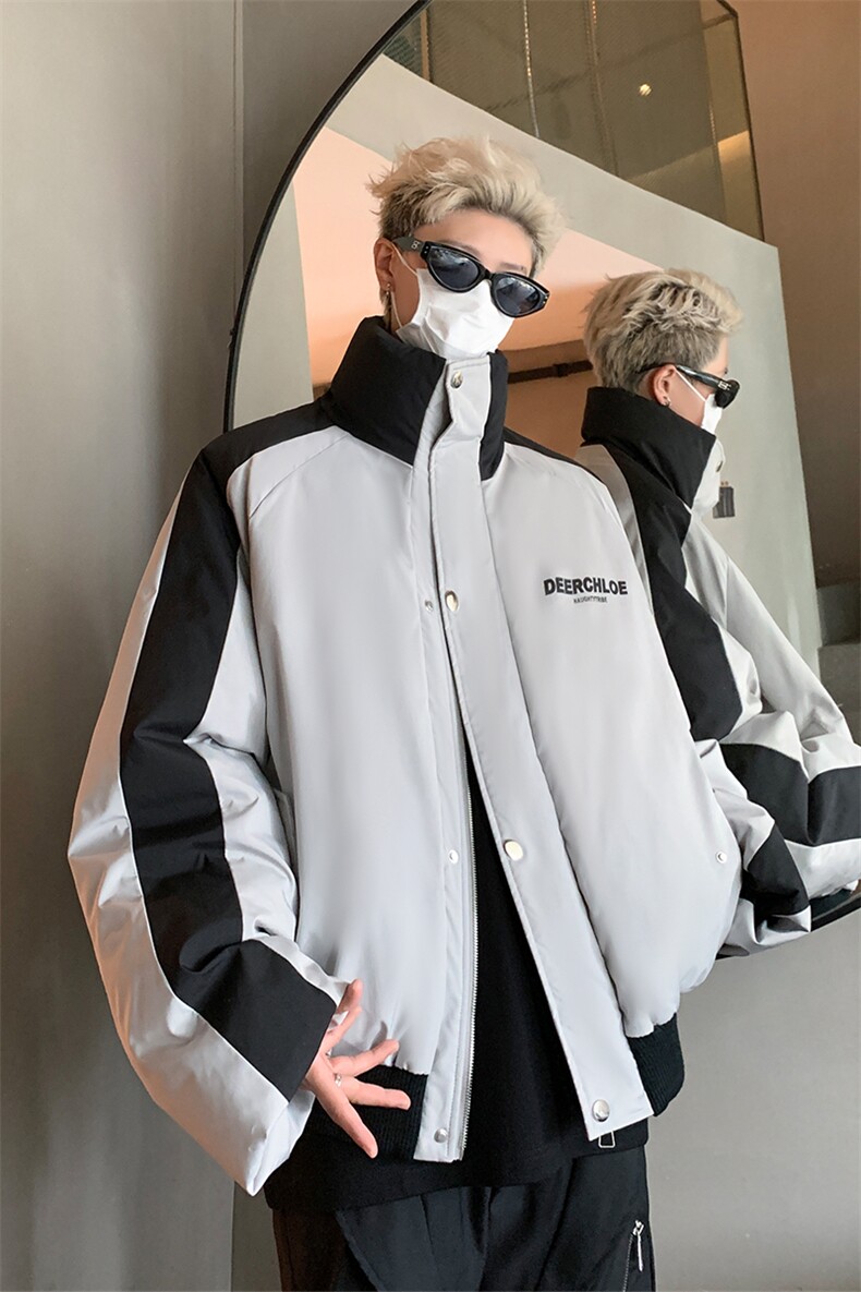 405A美式高街撞色短款棉服加厚立领面包服MY24919-P125控158,男装棉衣,星座405A