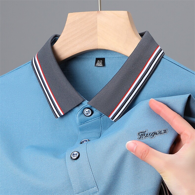2023新款polo衫男士棉夏装翻领商务简约上衣服男潮t袖短袖男,男装T恤,电商B212（原钱塘6029）