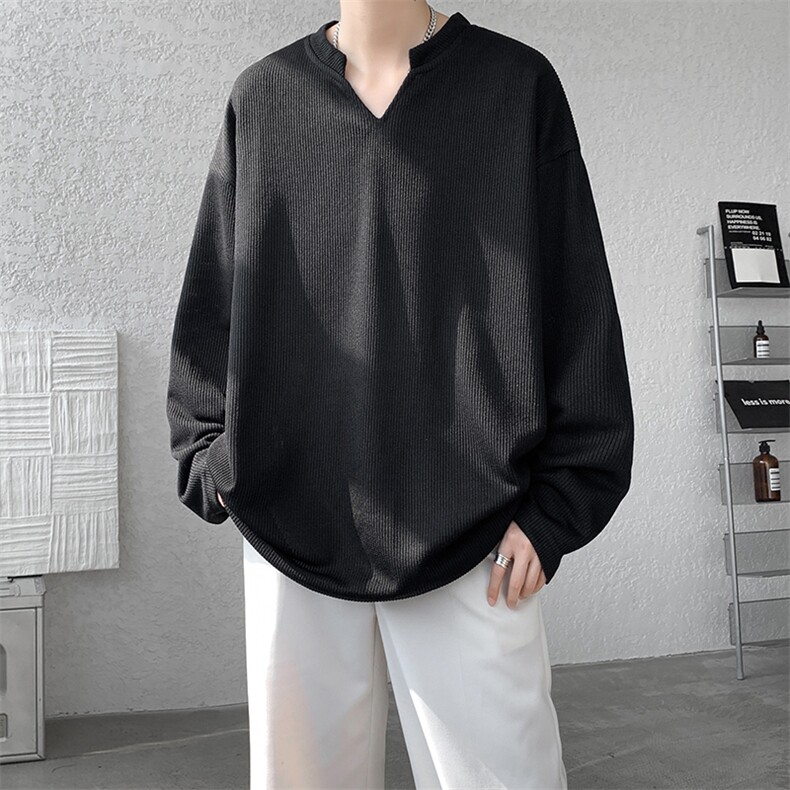 8XL-M长袖打底衫T恤V领针织体恤麦穗条卫衣加肥加大码TX3102特P35图片