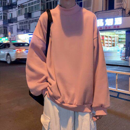 圆领卫衣男港风纯色打底衫宽松潮流春秋装新款中性外套wy33-p30图片