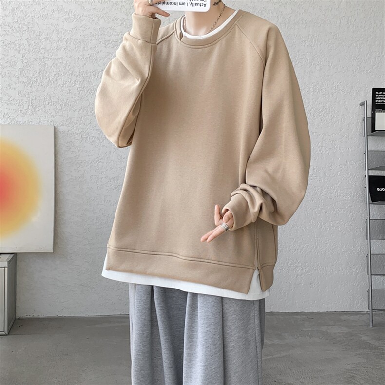 8XL-M假两件卫衣加肥加大码重磅拼接外套圆领套头WY5103P55加绒65,女装短外套,电商B238