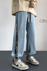 XZ616秋季新款牛仔裤小熊拼接刺绣牛仔长裤TY941M-5XLP55控68，男装牛仔裤，星座512A（原616）