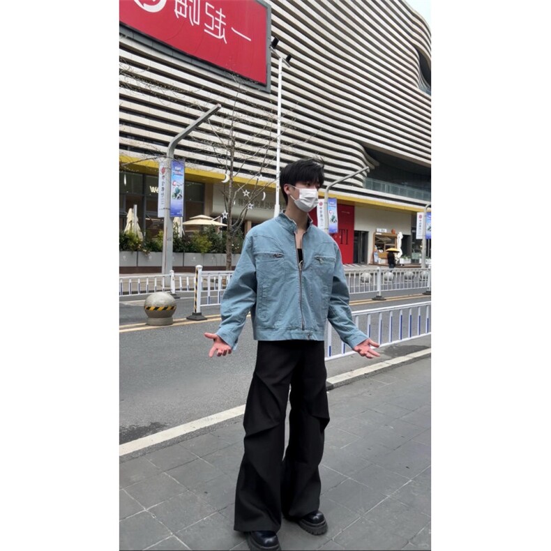 【有货】冰川蓝立领外套男高级感痞帅春秋工装夹克JK7703HH-特P65,男装夹克,星座1007（原301D）