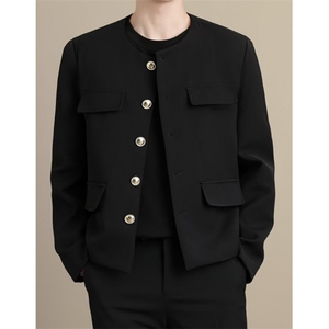 春季新中式外套男士修身夹克休闲中山装上衣风复古上衣 XX29图片